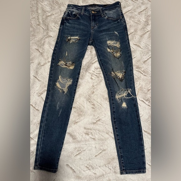 Guess Denim - Guess Dark Blue Sexy Curve Distressed with Chains Jeans